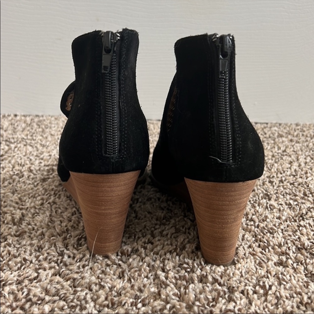 Suede wedge cage sandals, EUC - Picture 2 of 2